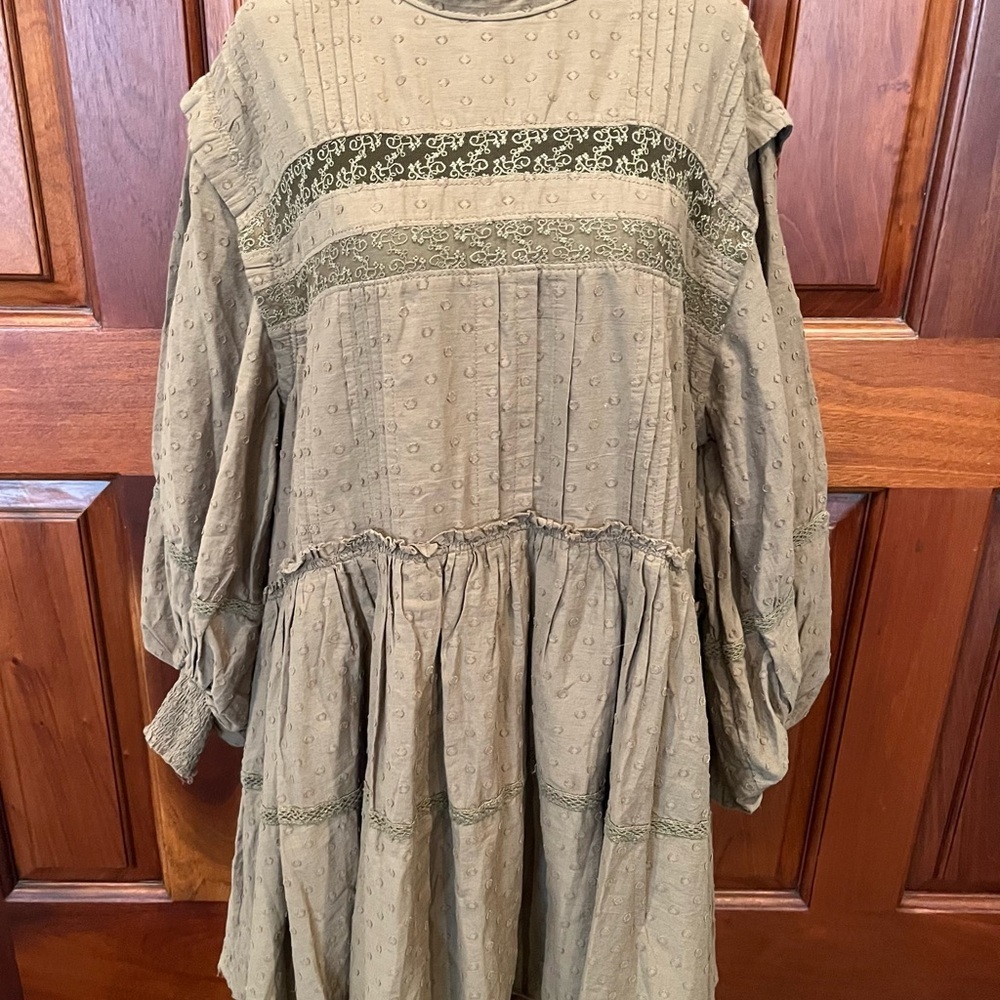 Anthropologie Pilcro Long-Sleeve Mock-Neck Swing Mini Dress size M Boho Prairie - Picture 4 of 16